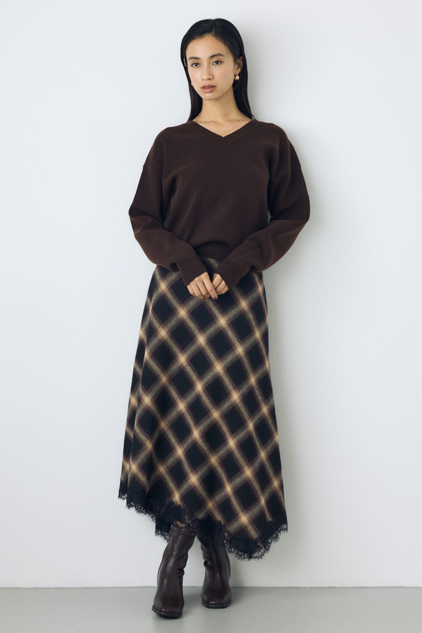 【AW先行アイテム】【着丈バリエ】格上げVネックニット BRN S