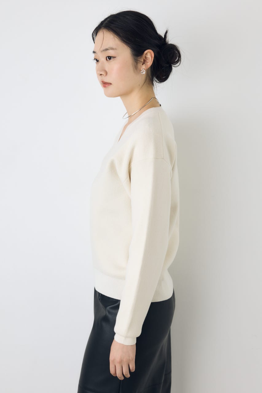 【AW先行アイテム】【着丈バリエ】格上げVネックニット O/WHT S