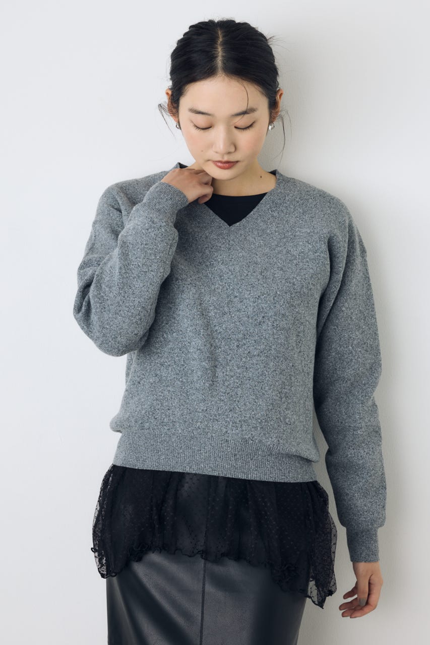 【AW先行アイテム】【着丈バリエ】格上げVネックニット T.GRY M