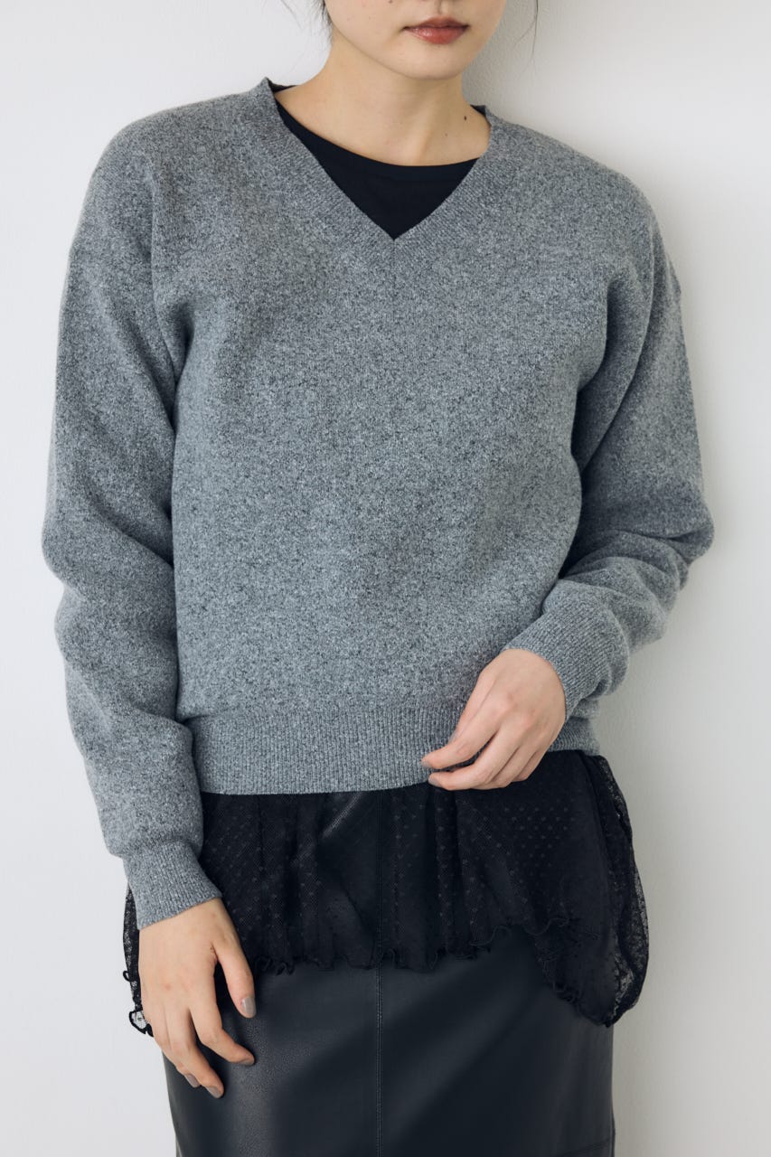 【AW先行アイテム】【着丈バリエ】格上げVネックニット T.GRY M