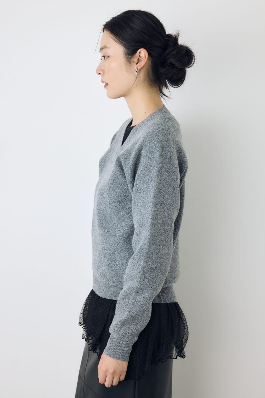 【AW先行アイテム】【着丈バリエ】格上げVネックニット T.GRY M