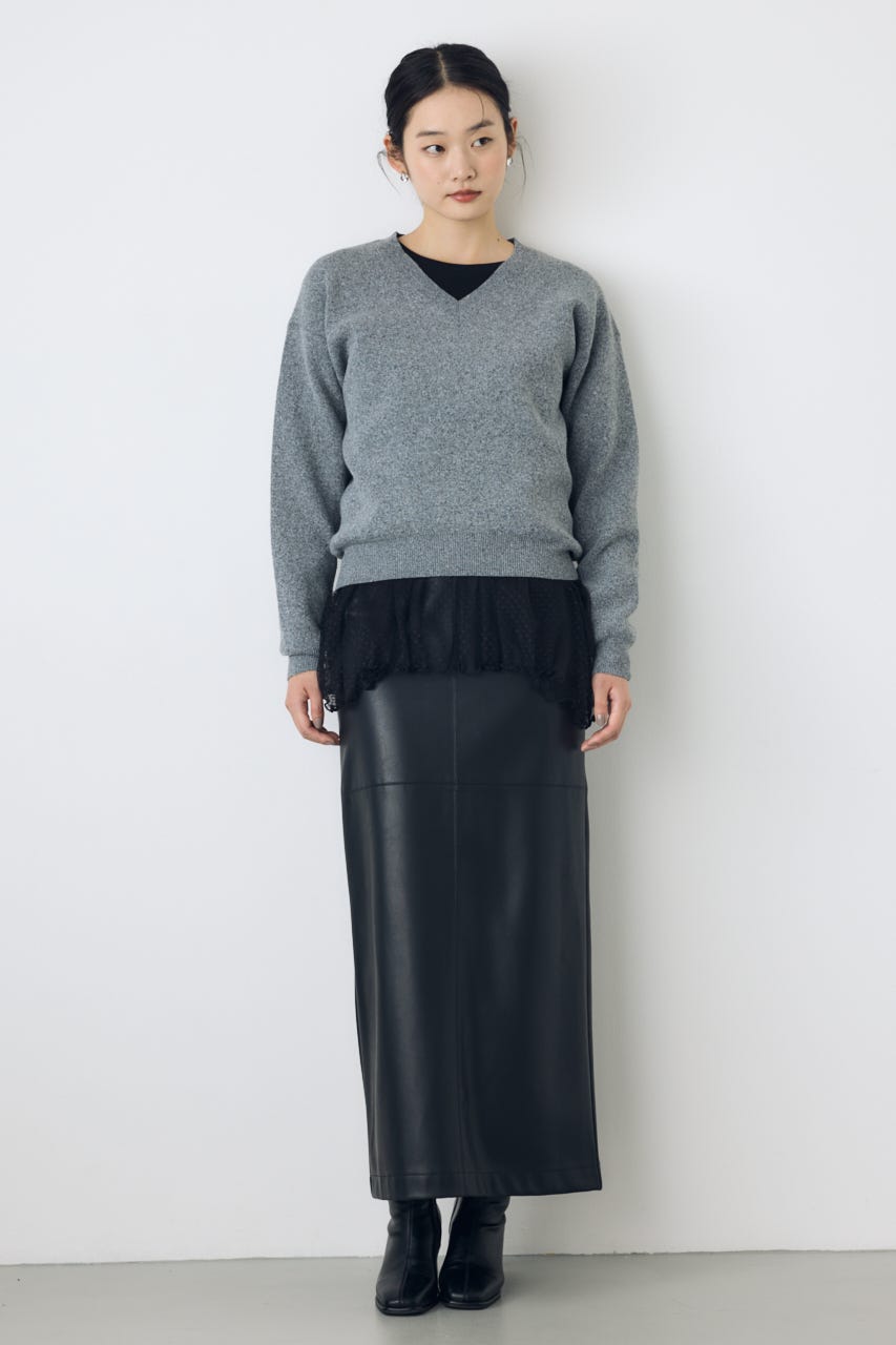 【AW先行アイテム】【着丈バリエ】格上げVネックニット T.GRY M