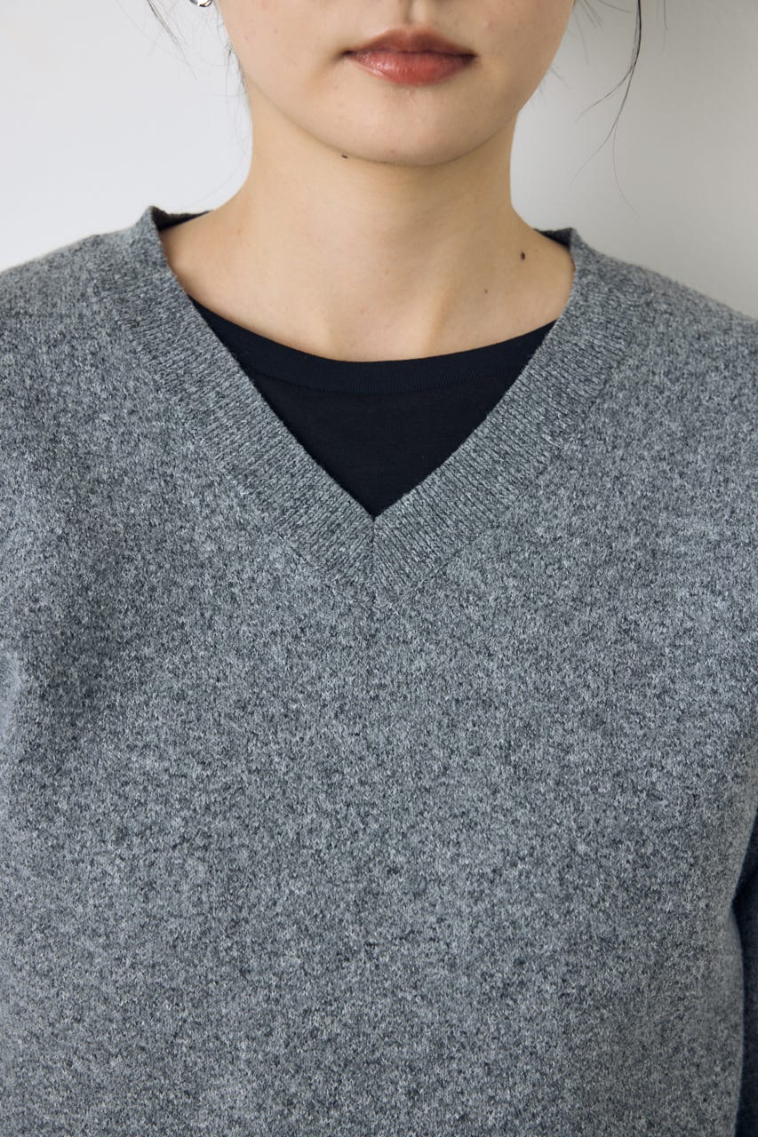 【AW先行アイテム】【着丈バリエ】格上げVネックニット T.GRY M