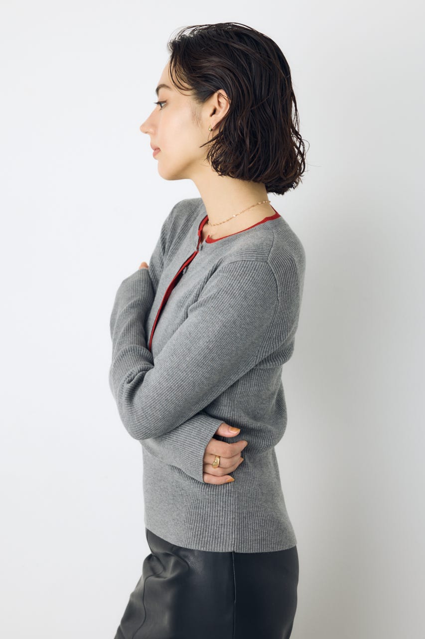 【AW先行アイテム】格上げ ヘンリーネックデザインニットトップス T.GRY FREE