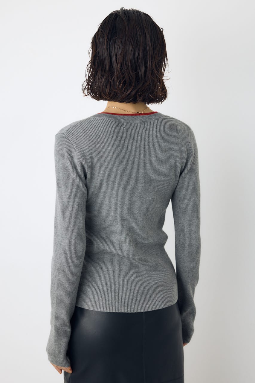 【AW先行アイテム】格上げ ヘンリーネックデザインニットトップス T.GRY FREE