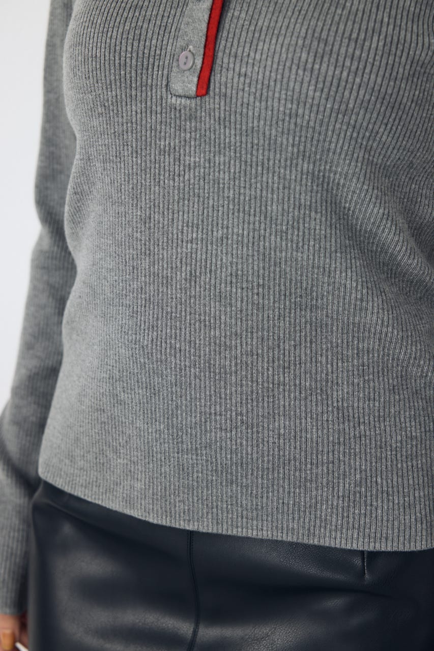 【AW先行アイテム】格上げ ヘンリーネックデザインニットトップス T.GRY FREE