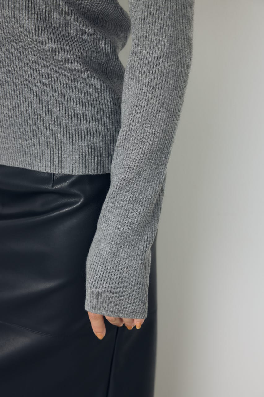 【AW先行アイテム】格上げ ヘンリーネックデザインニットトップス T.GRY FREE