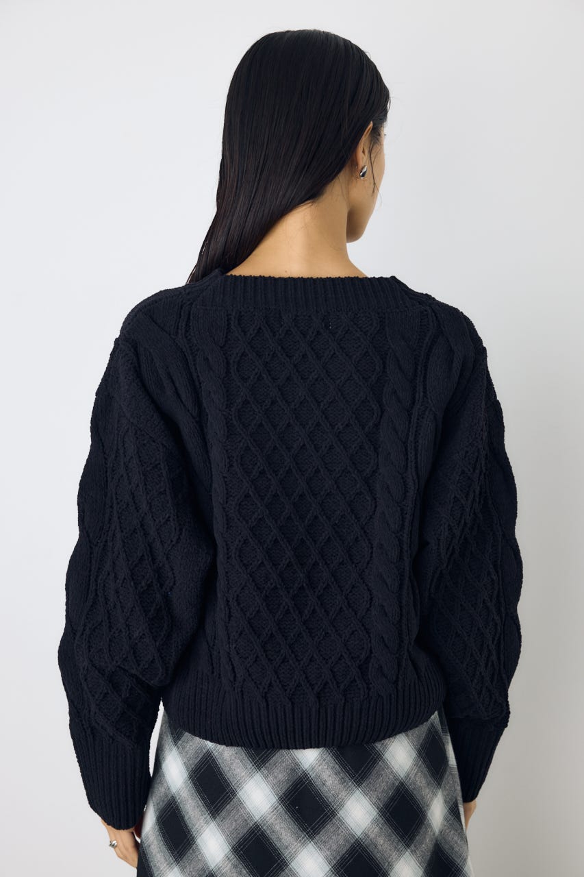 【AW先行アイテム】【ぬくもち】着丈バリエVネックニット BLK S