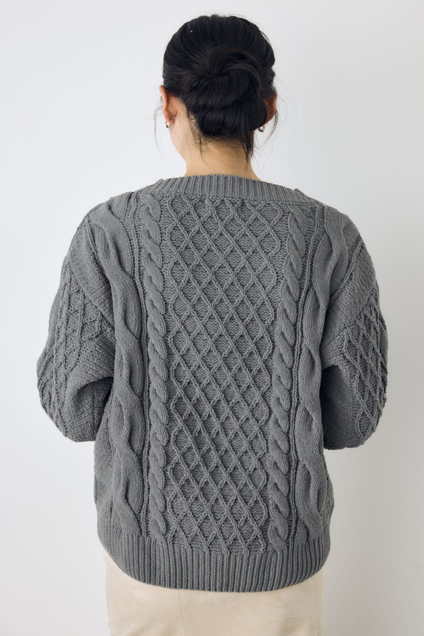 【AW先行アイテム】【ぬくもち】着丈バリエVネックニット C.GRY S
