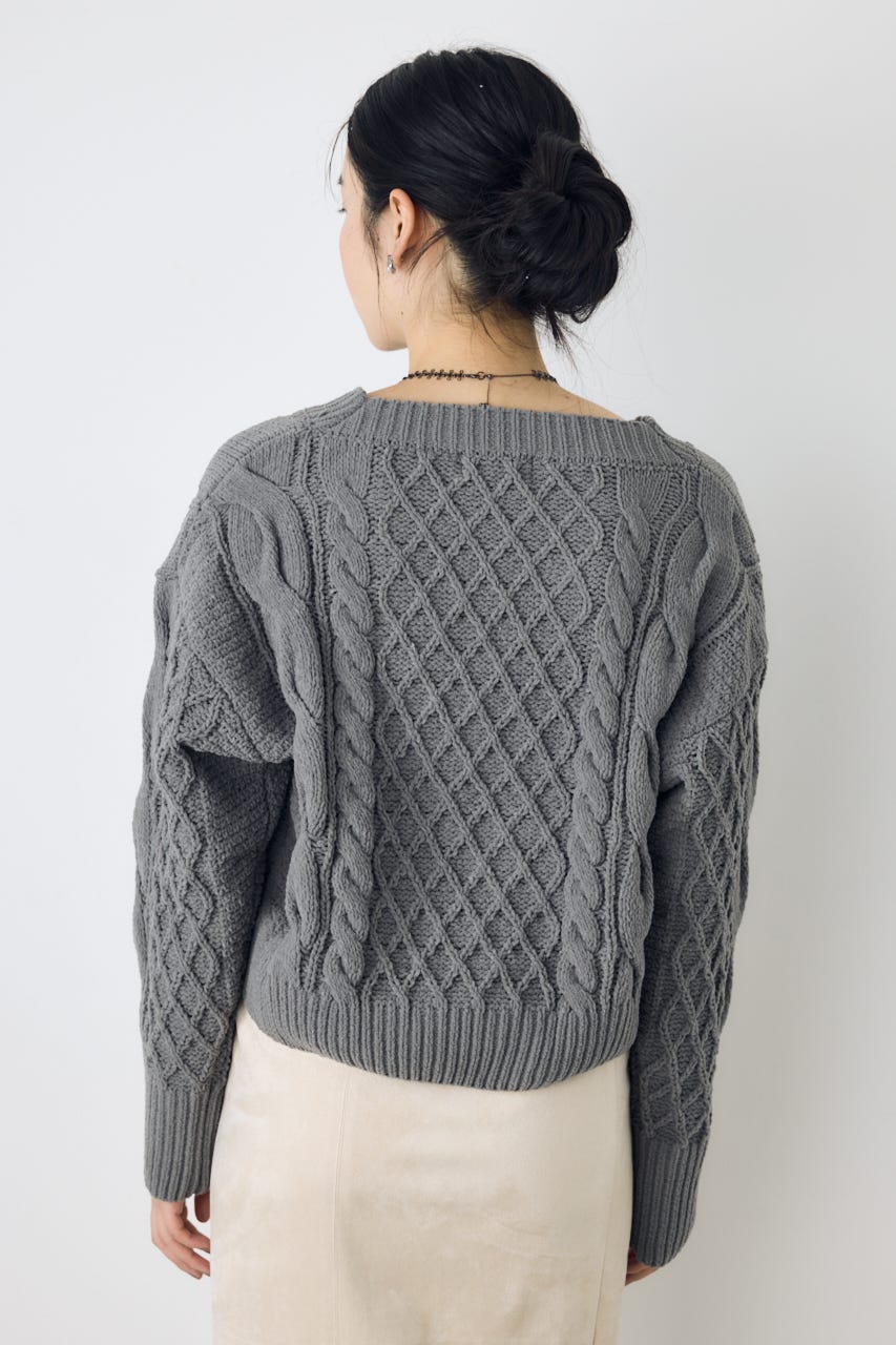 【AW先行アイテム】【ぬくもち】着丈バリエVネックニット C.GRY S