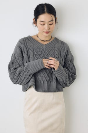 【AW先行アイテム】【ぬくもち】着丈バリエVネックニット