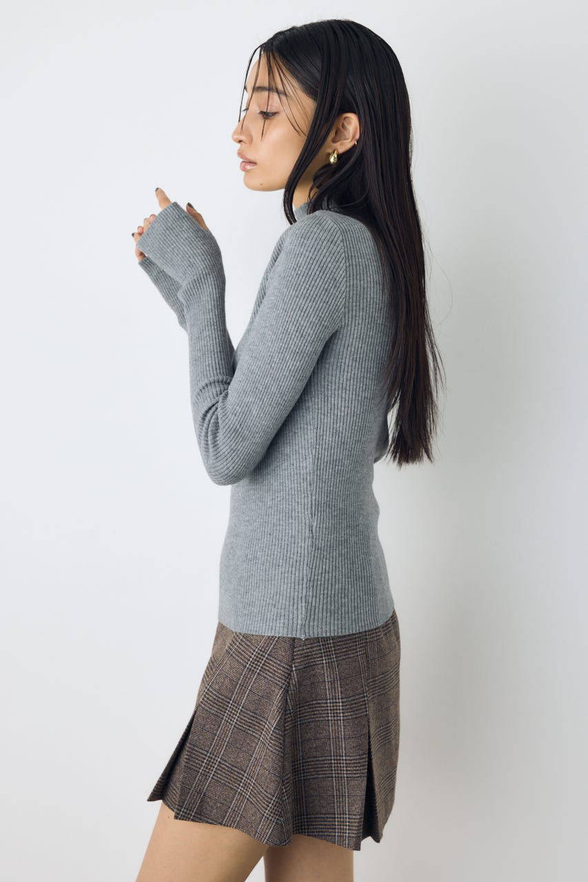 サムホールリブハイネックニット T.GRY FREE