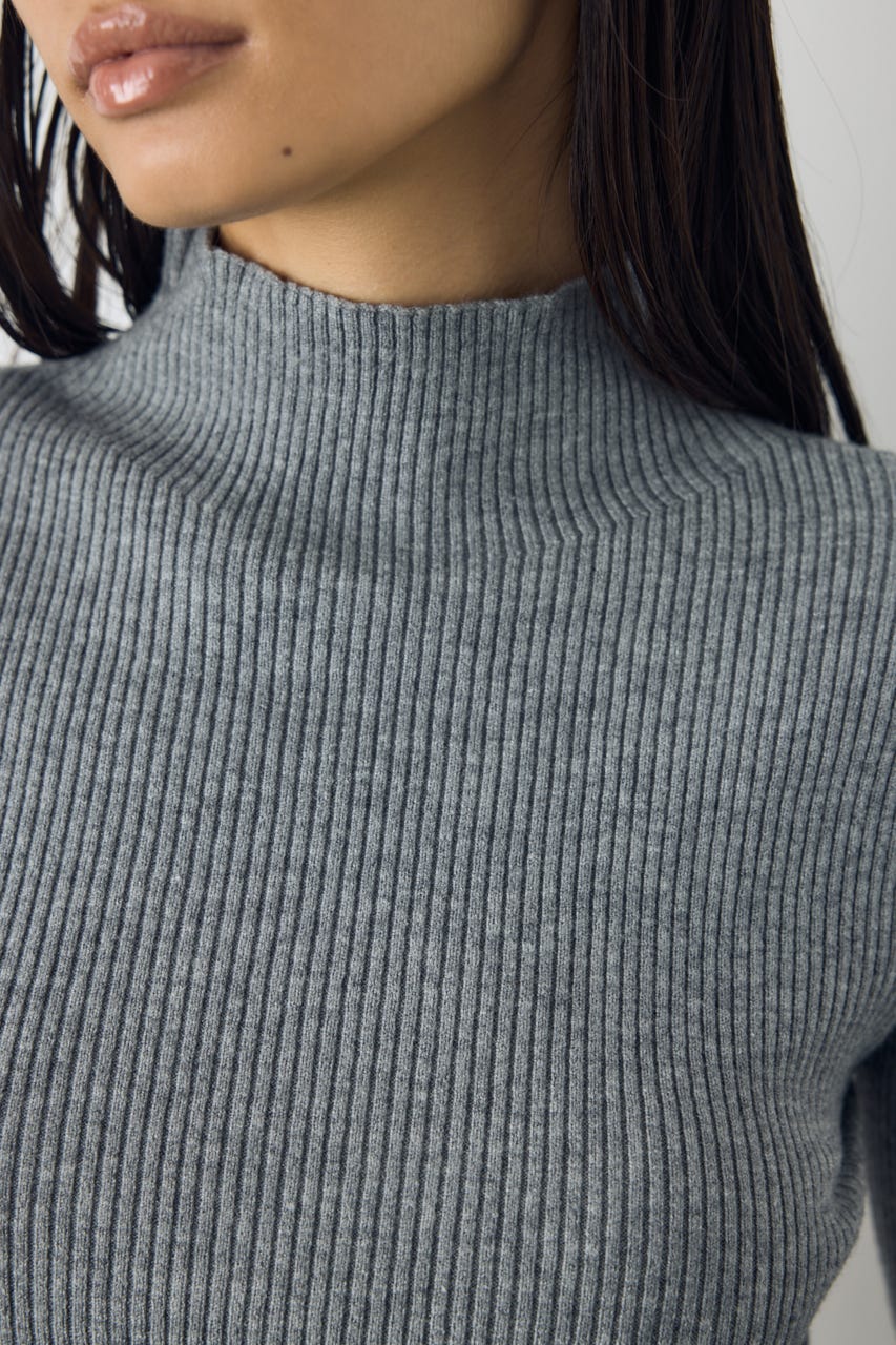 サムホールリブハイネックニット T.GRY FREE