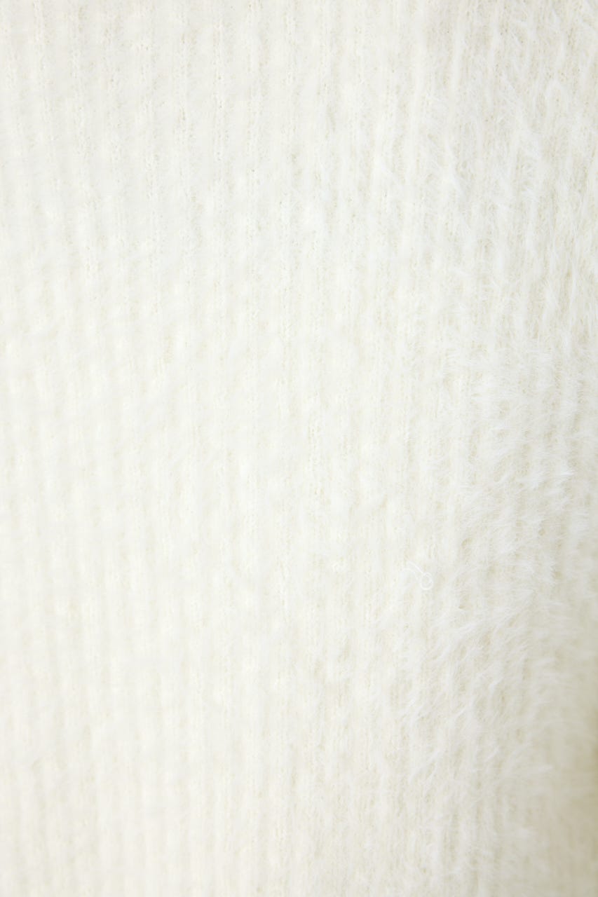 【AW先行アイテム】ダブルジップシャギーニットカーディガン O/WHT S