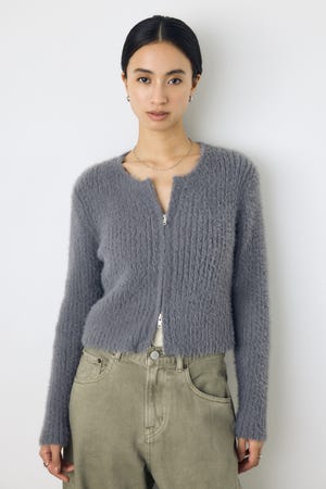 【AW先行アイテム】ダブルジップシャギーニットカーディガン
