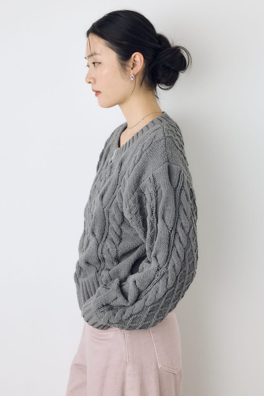 【AW先行アイテム】【ぬくもち】ダブルジップニットカーディガン C.GRY FREE