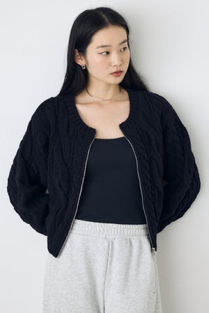 【AW先行アイテム】【ぬくもち】ダブルジップニットカーディガン