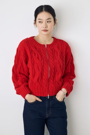 【AW先行アイテム】【ぬくもち】ダブルジップニットカーディガン