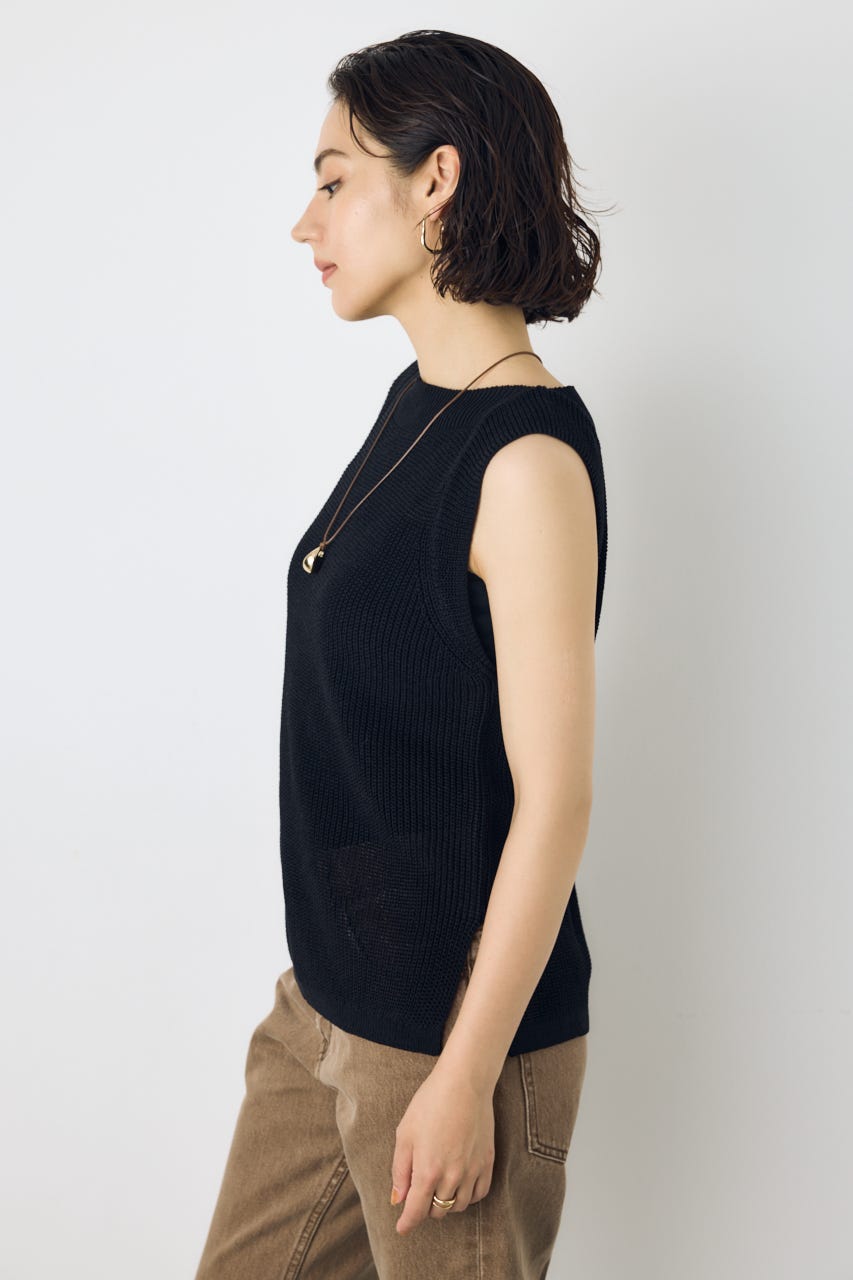 AZUL BY MOUSSY | リネンライク畔編みノースリーブニットトップス