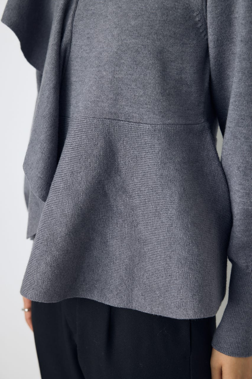 サイドラッフルペプラムニットトップス T.GRY FREE