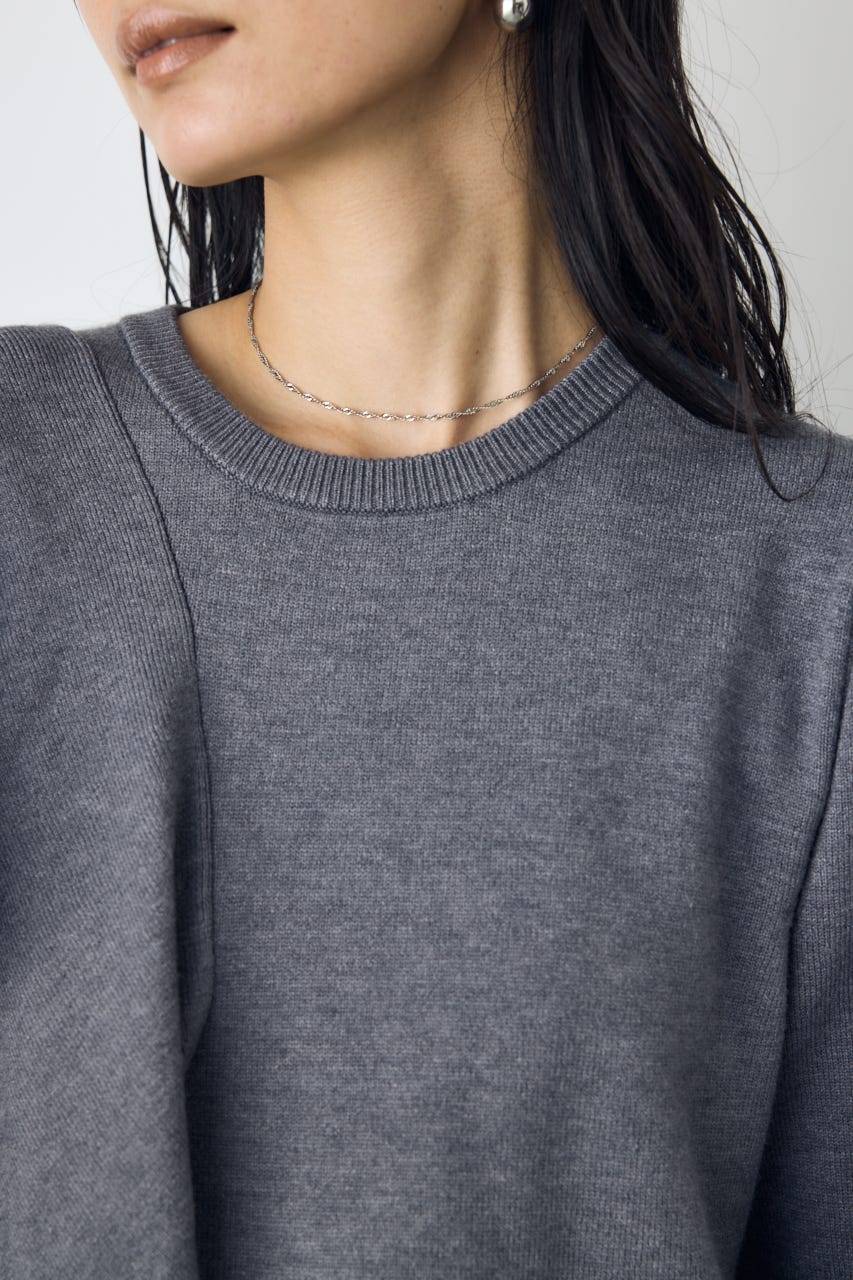 サイドラッフルペプラムニットトップス T.GRY FREE