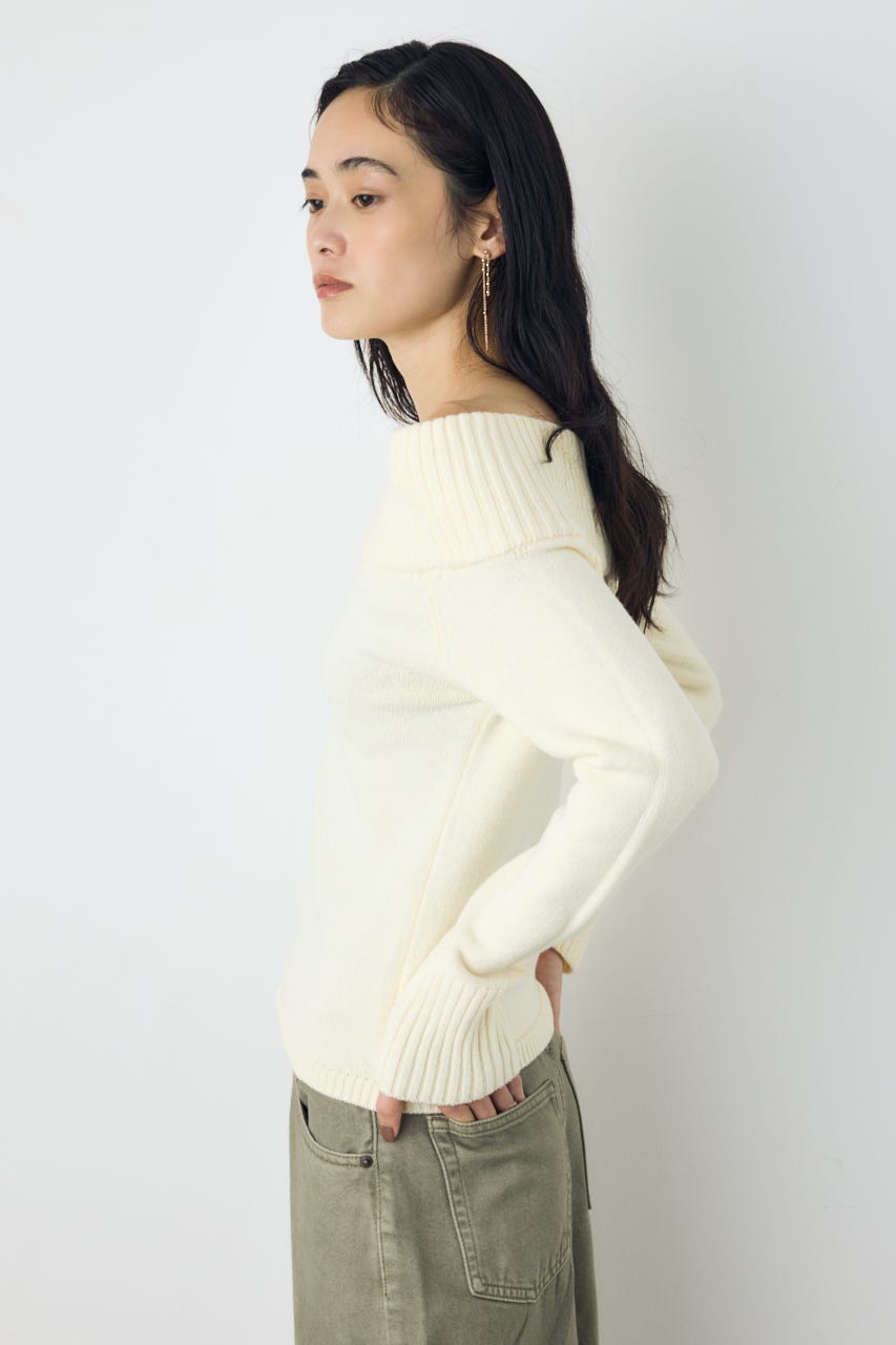 アシンメトリーネックニットトップス IVOY S