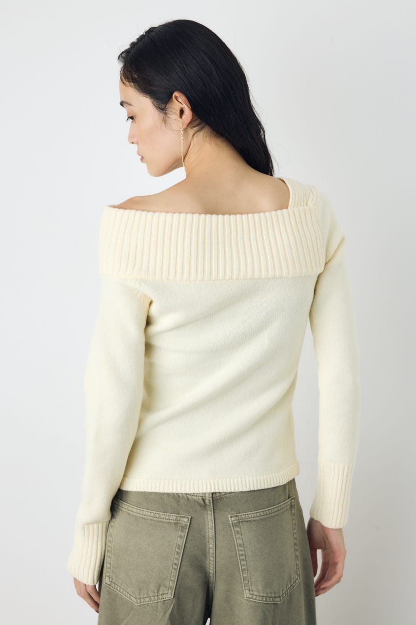 アシンメトリーネックニットトップス IVOY S