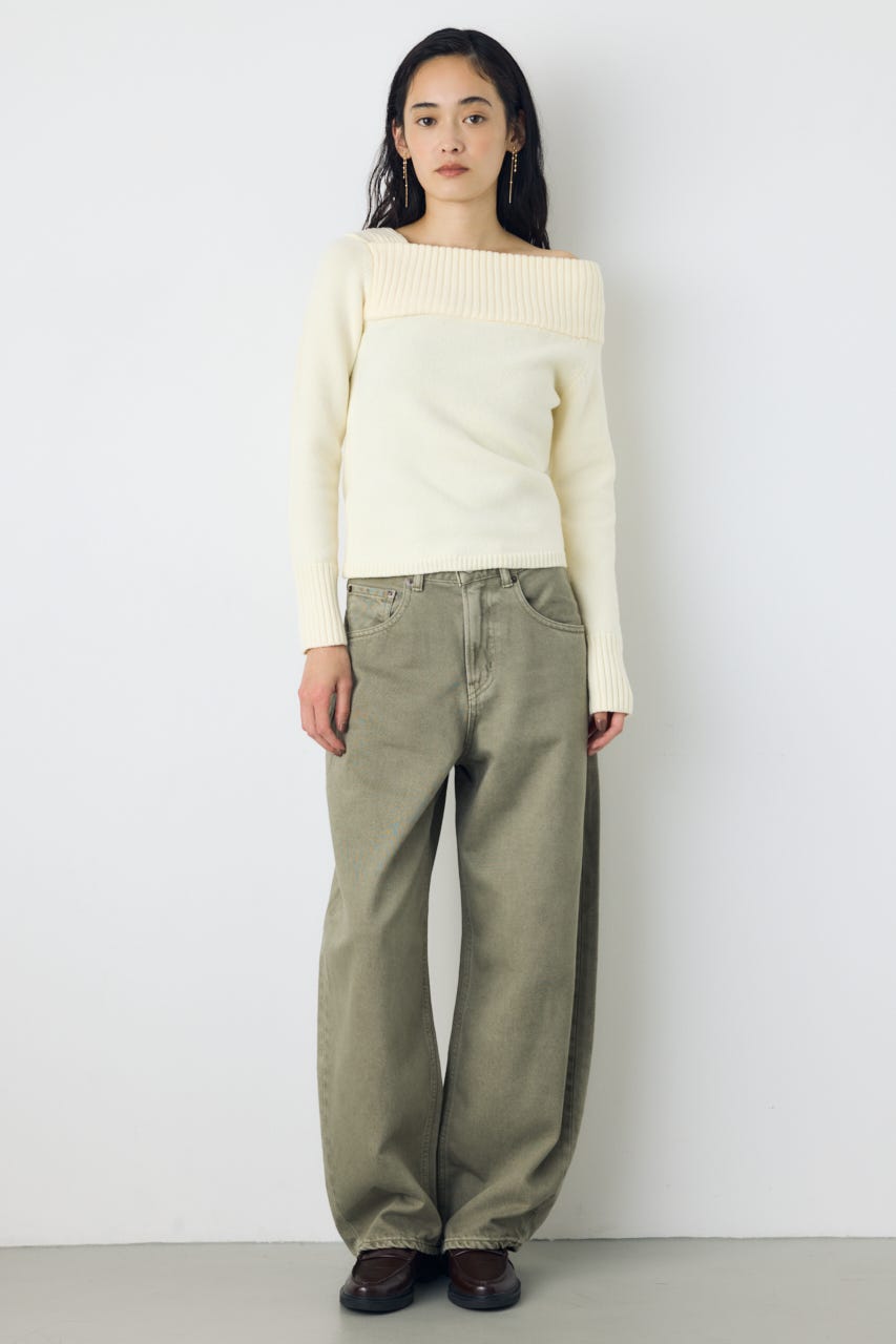 アシンメトリーネックニットトップス IVOY S