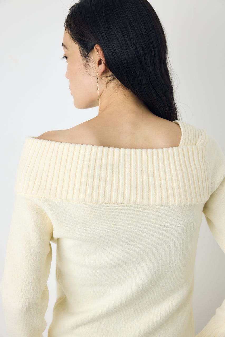 アシンメトリーネックニットトップス IVOY S