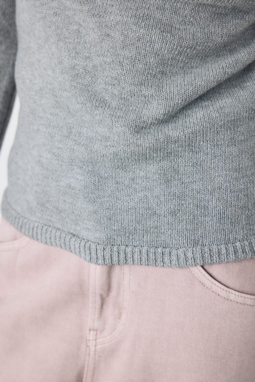 アシンメトリーネックニットトップス T.GRY S