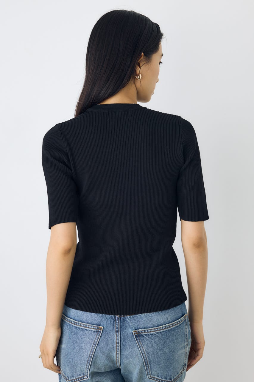 AZUL BY MOUSSY | ハーフスリーブクルーネックニットトップス (Tシャツ