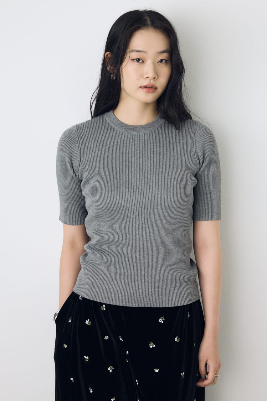 トップス kuusun AZUL BY MOUSSY | ハーフスリーブクルーネックニットトップス (Tシャツ