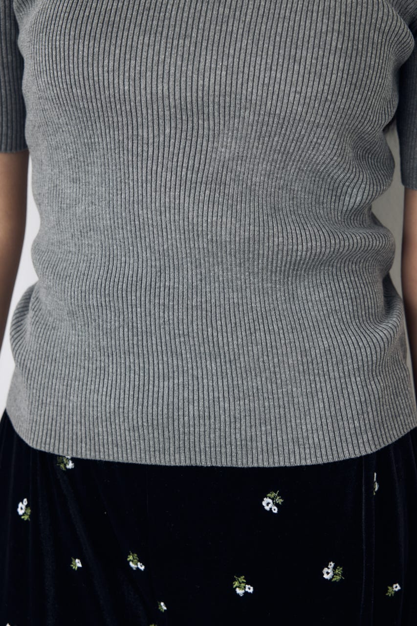 AZUL BY MOUSSY | ハーフスリーブクルーネックニットトップス (Tシャツ