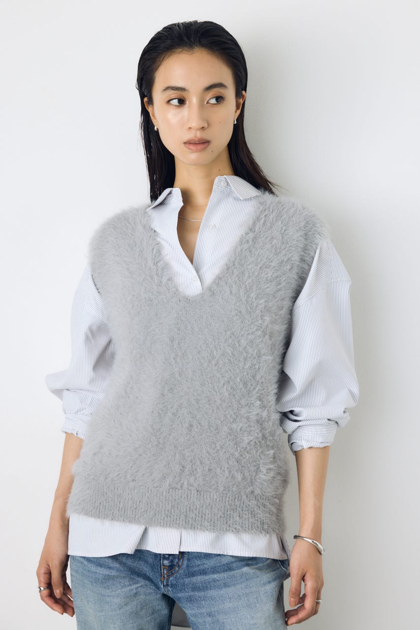 シャギーニットベスト GRY FREE