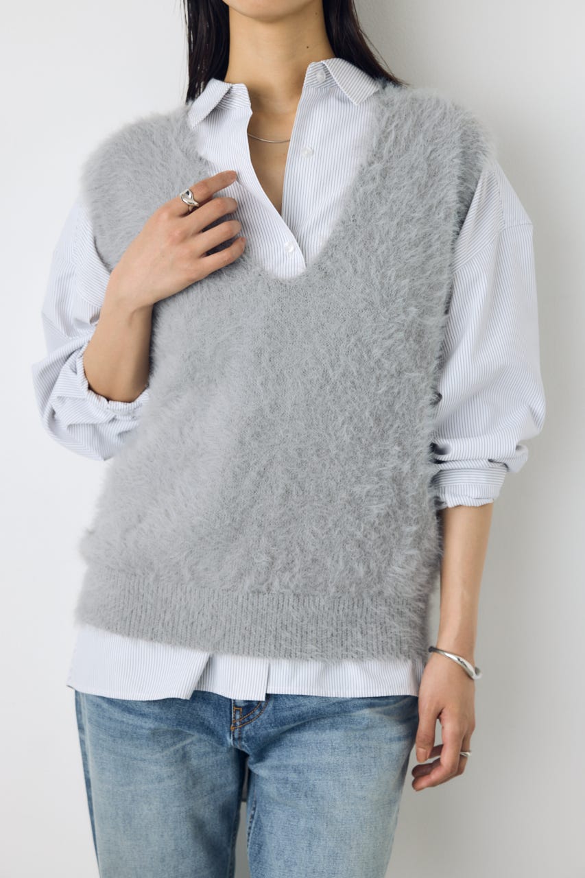 シャギーニットベスト GRY FREE