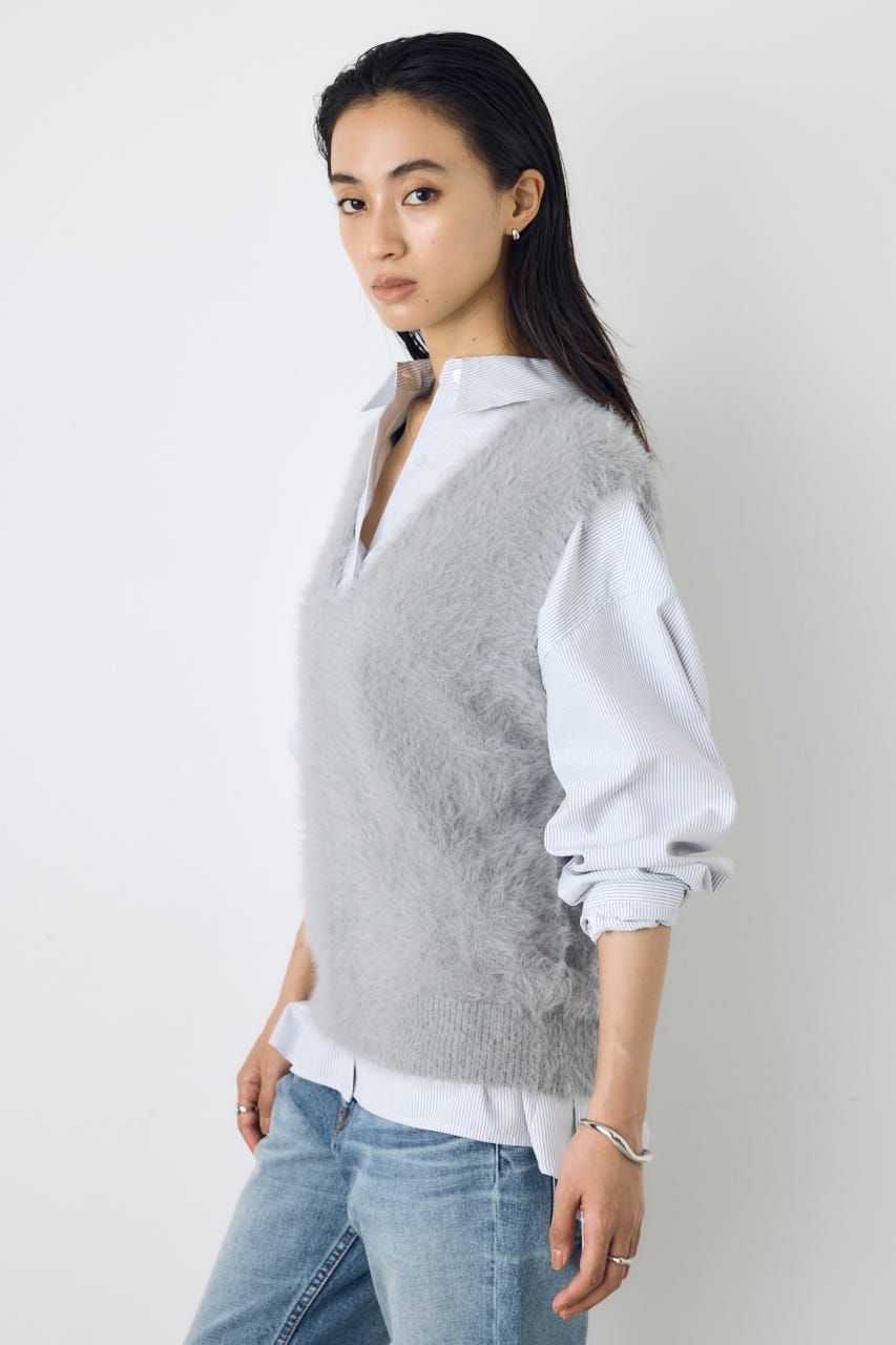 シャギーニットベスト GRY FREE