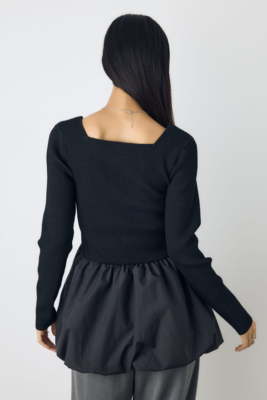 バルーンドッキングニットトップス BLK FREE