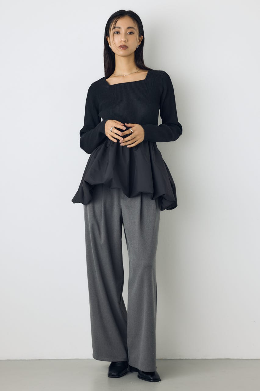 バルーンドッキングニットトップス BLK FREE