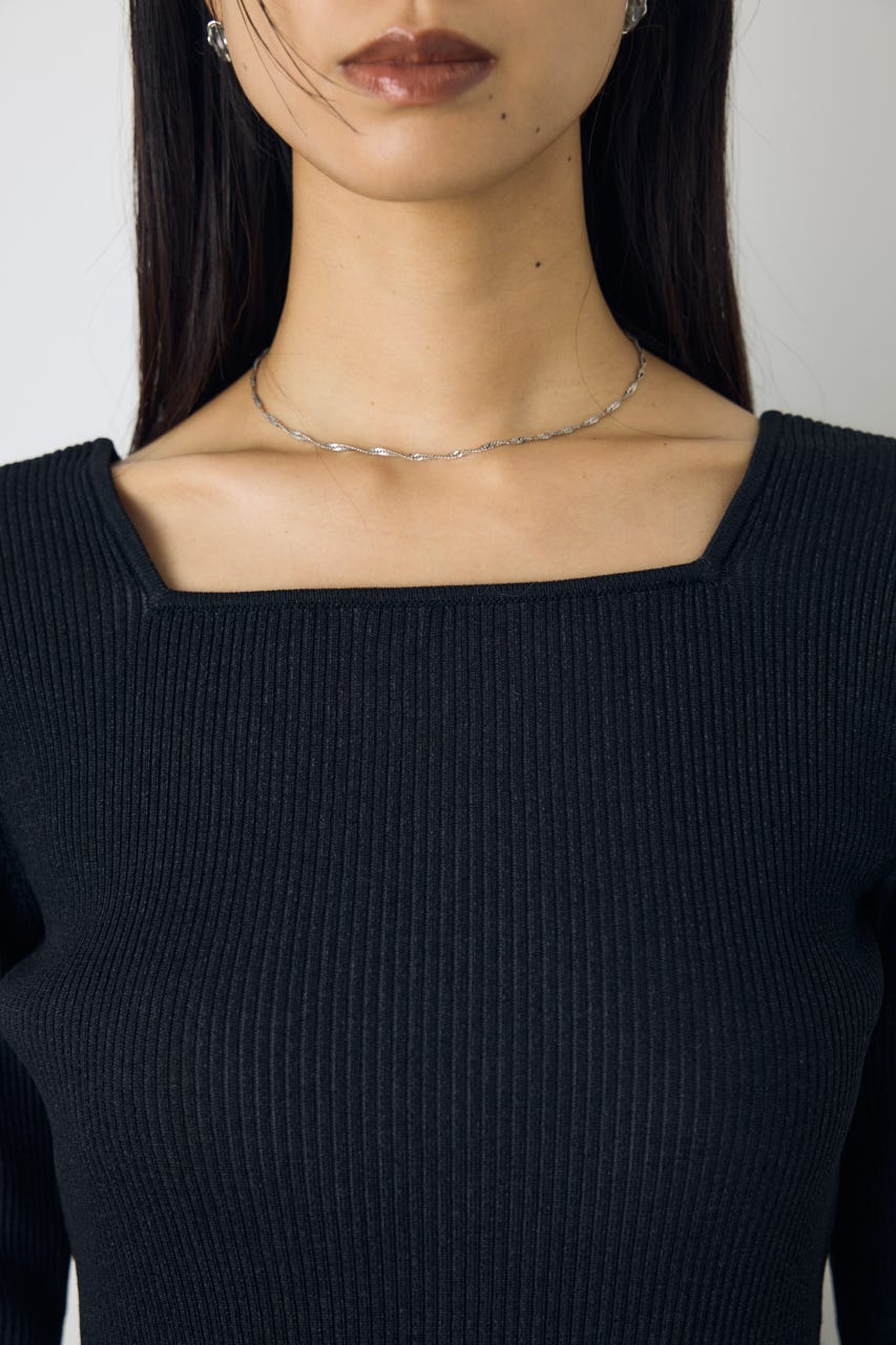 バルーンドッキングニットトップス BLK FREE
