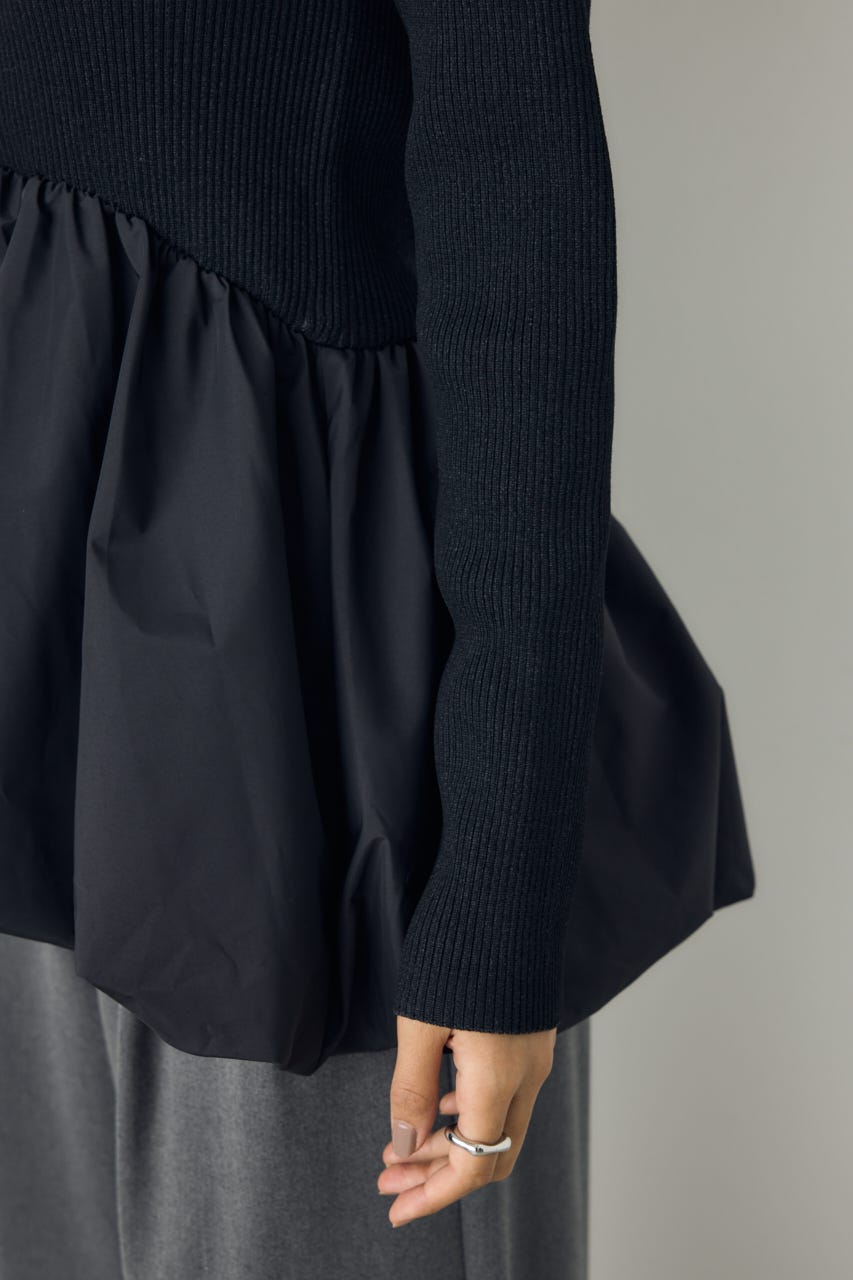 バルーンドッキングニットトップス BLK FREE