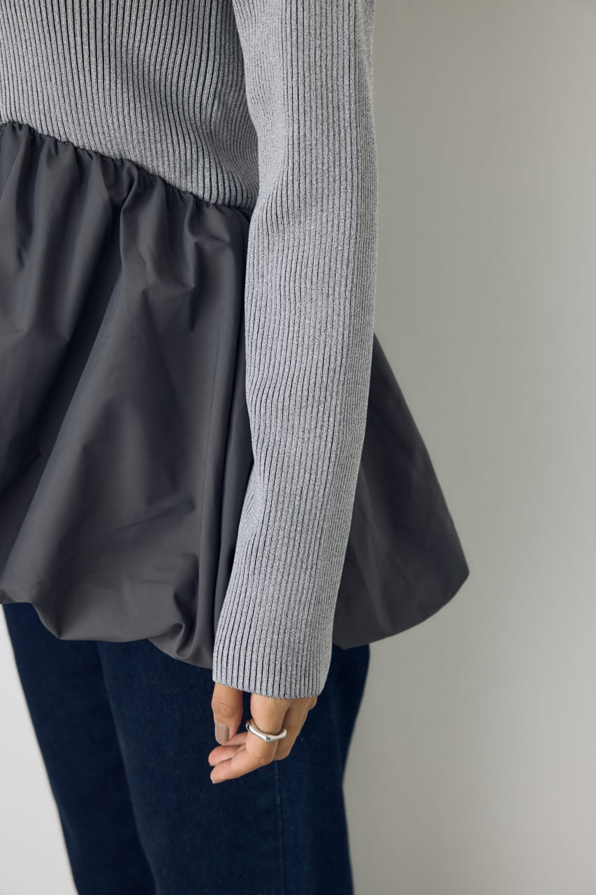 バルーンドッキングニットトップス T.GRY FREE