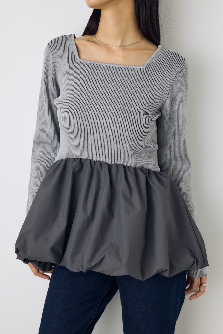 バルーンドッキングニットトップス T.GRY FREE