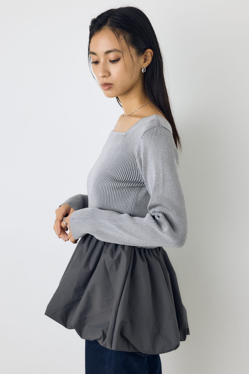 バルーンドッキングニットトップス T.GRY FREE