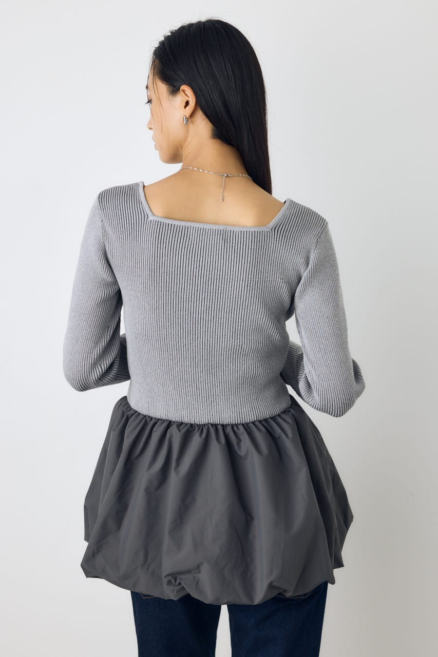 バルーンドッキングニットトップス T.GRY FREE