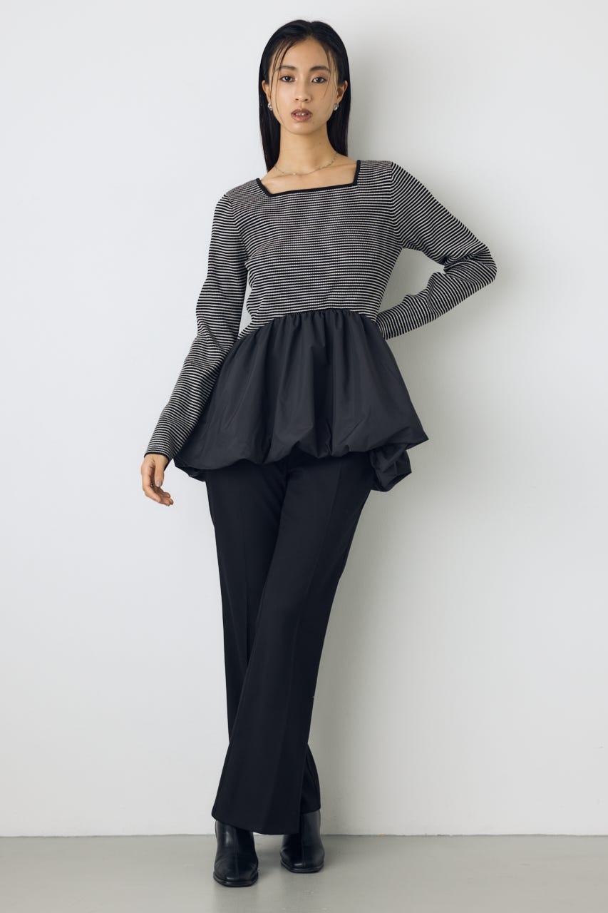 バルーンドッキングニットトップス T.GRY FREE
