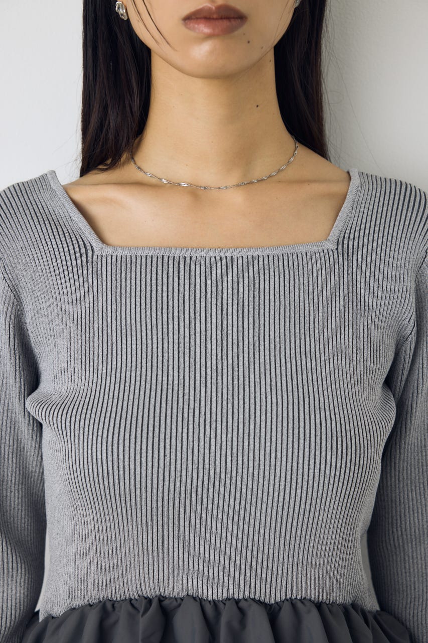 バルーンドッキングニットトップス T.GRY FREE