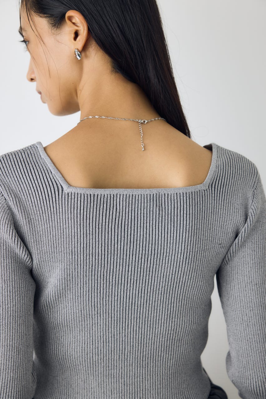 バルーンドッキングニットトップス T.GRY FREE