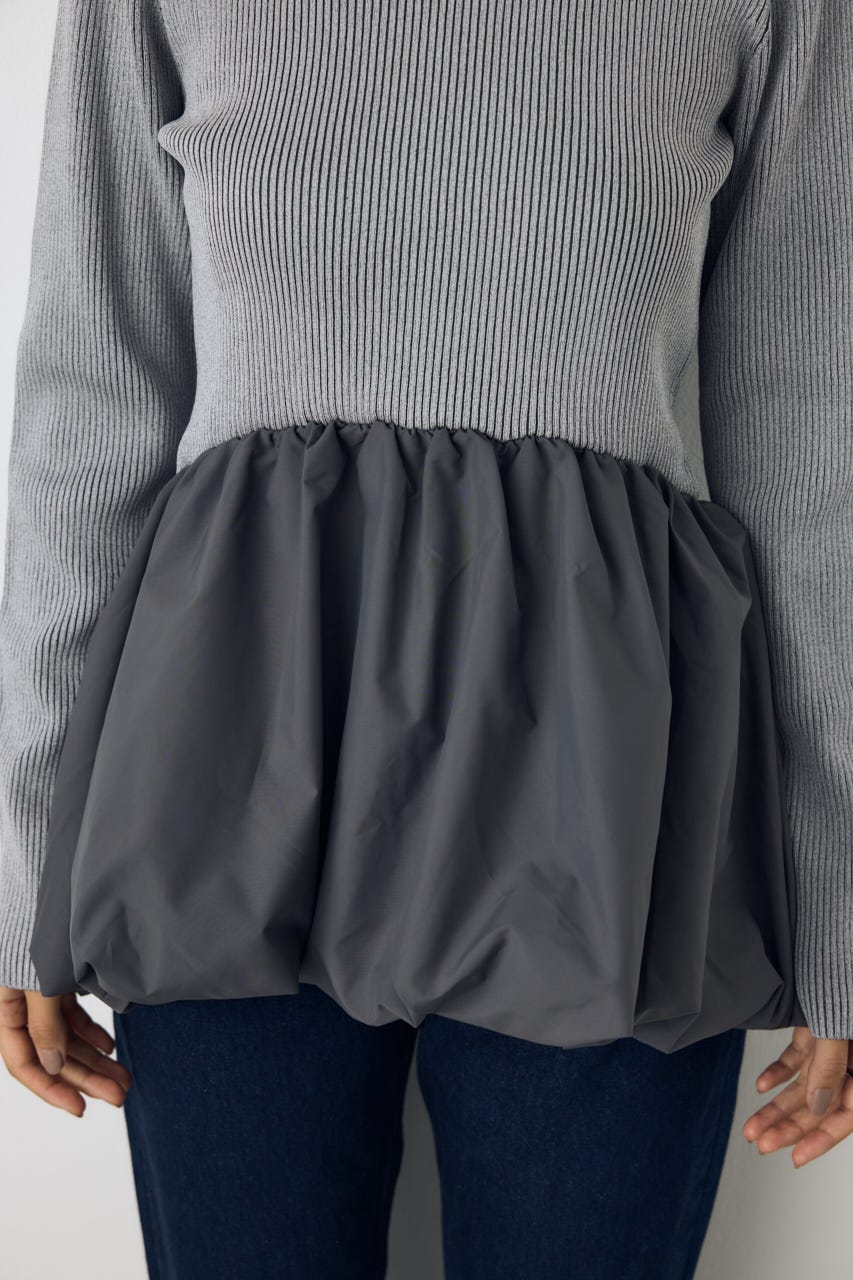 バルーンドッキングニットトップス T.GRY FREE