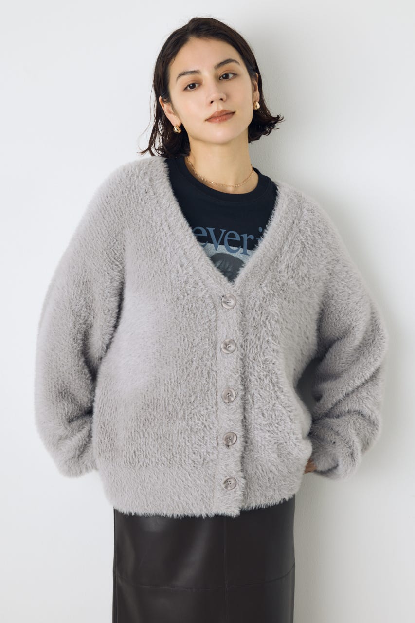 モヘヤライクニットカーディガン GRY S
