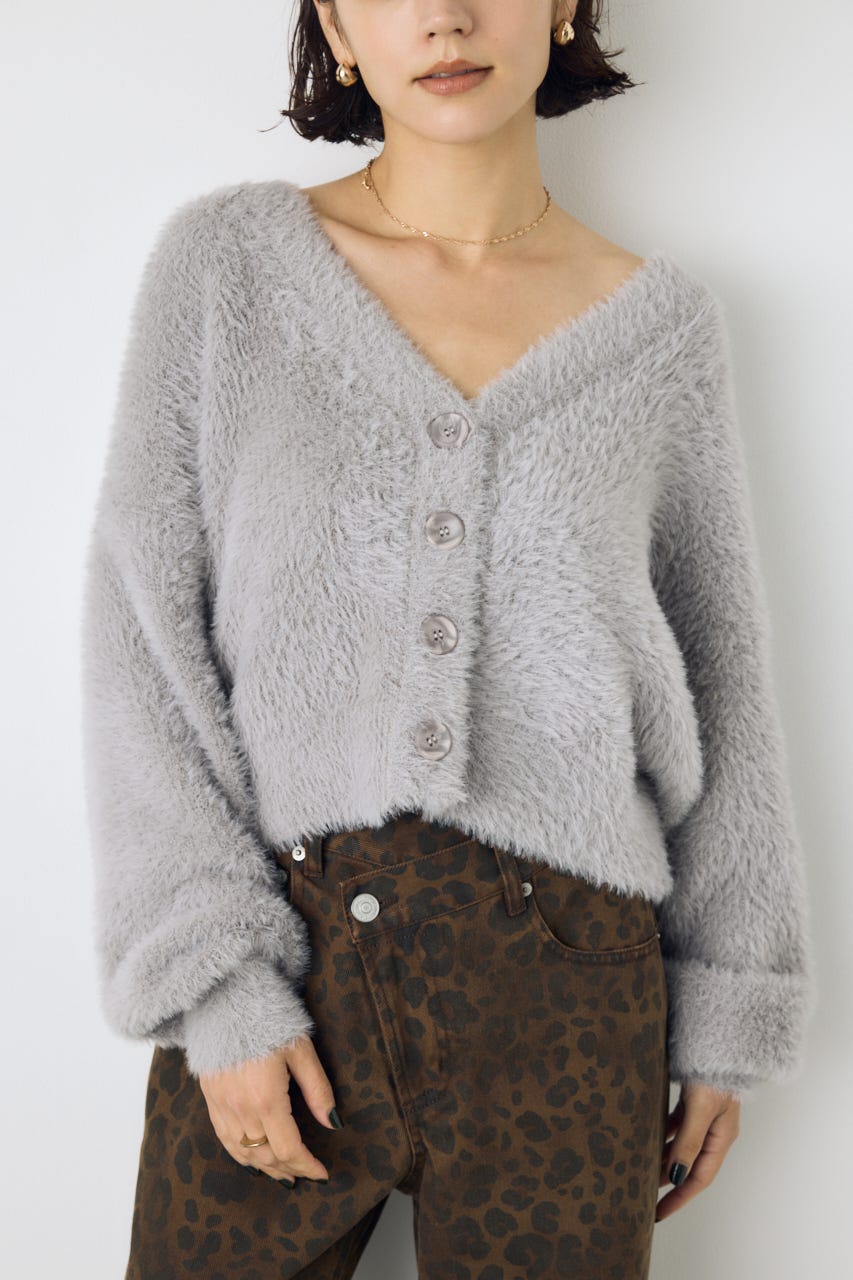 モヘヤライクニットカーディガン GRY S